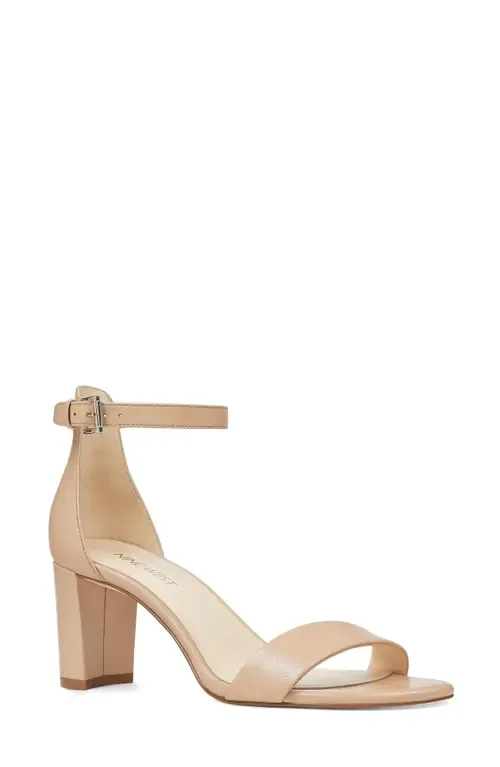 Pruce Ankle Strap Sandal in Light Natural Leather by Nine West