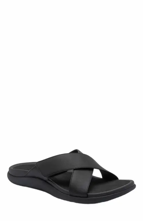 Laguna Slide in Black Leather by ABEO