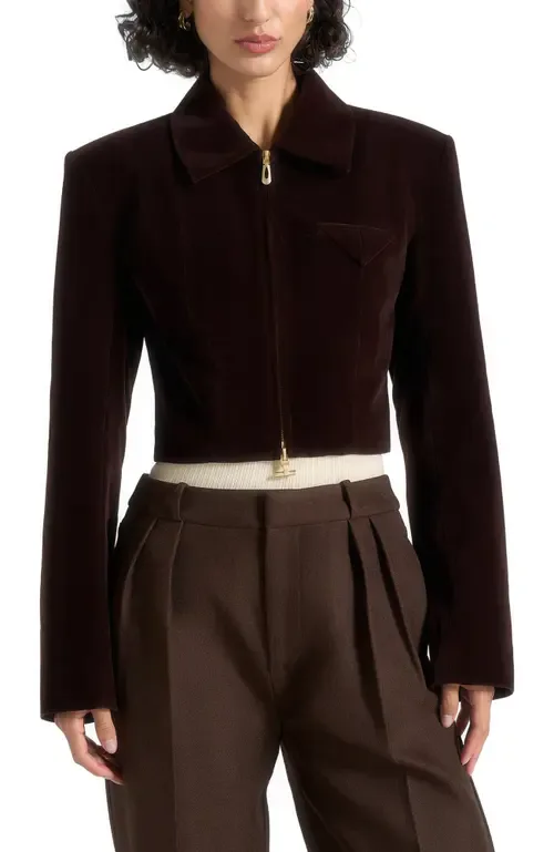 Adina Velvet Cropped Jacket by Manière De Voir