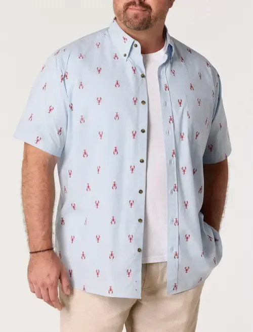Easy-Care Lobster Print Sport Shirt by Harbor Bay by DXL