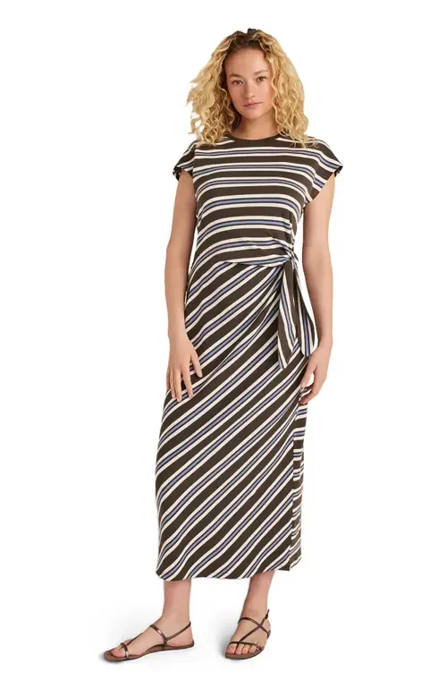 Organic Cotton Interlock Stripe Midi Knot Dress by Haven Well Within
