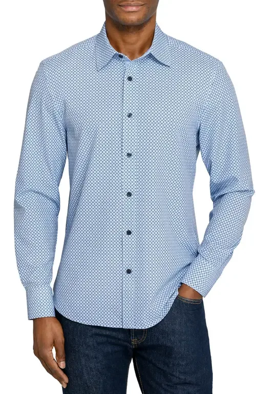 Slim Fit Diamond Geo Woven Long Sleeve Basic Shirt by CONSTRUCT