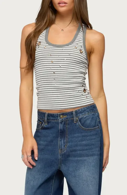 Sindy Stud & Grommet Stripe Racerback Tank by EDIKTED