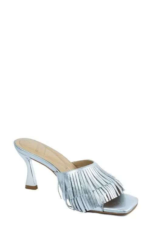 Darby Slide Sandal in Silver Leather by Kenneth Cole