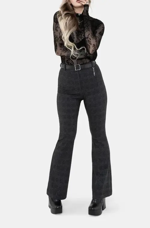 Moura Check Flare Trouser with Charm by Disturbia