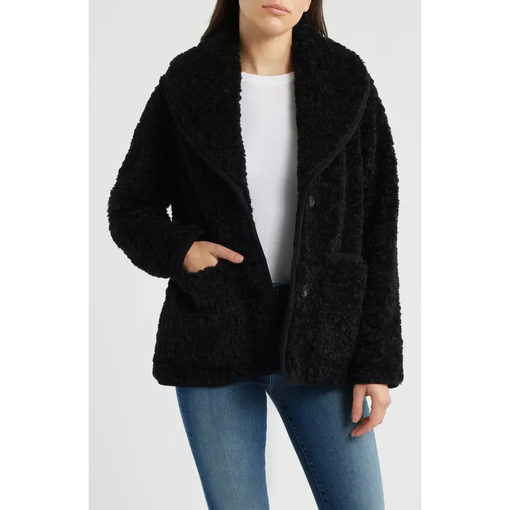 Cozy Patch Pocket Faux Shearling Jacket by Lucky Brand