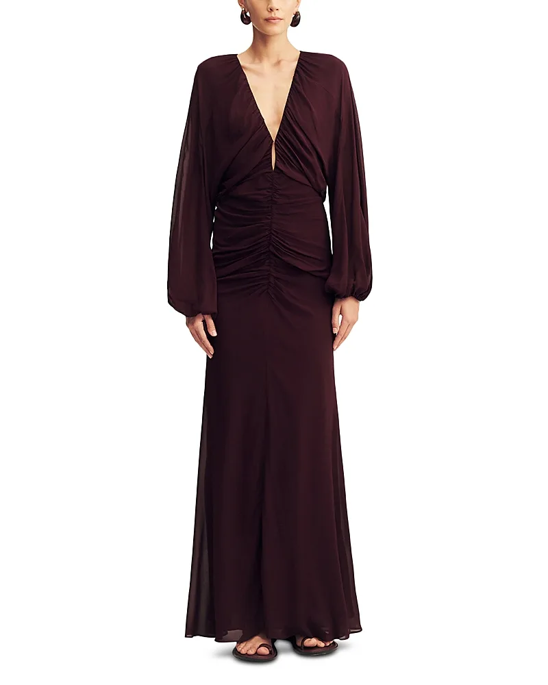Amina Gathered Low Plunged Maxi Dress by Shona Joy