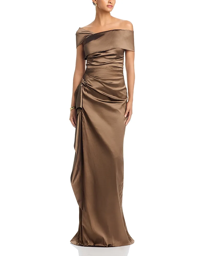 Asymmetrical Taffeta Gown by Teri Jon