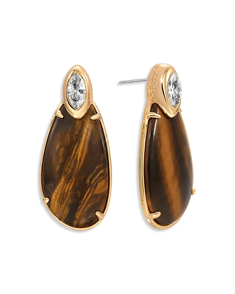 Majestic Stone Cubic Zirconia & Tigers Eye Drop Earrings