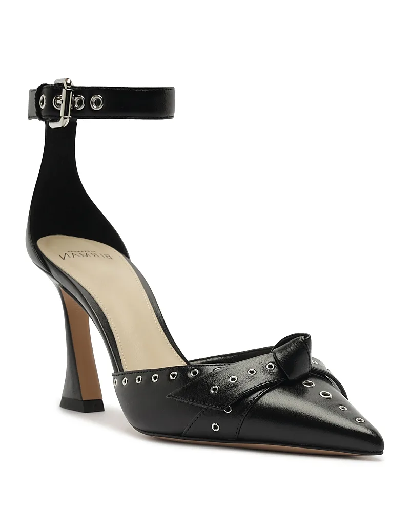 Clarita 85 Leather Eyelet Ankle Strap Pumps by Alexandre Birman