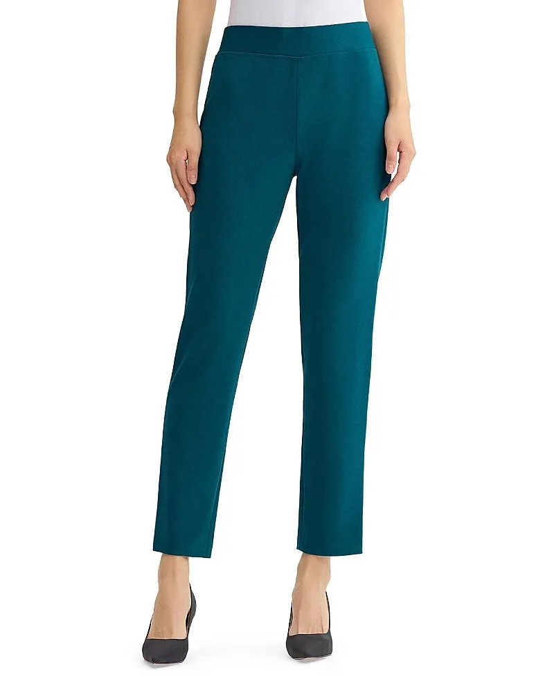 Stretch Deco Crepe Straight Leg Pants by Ming Wang
