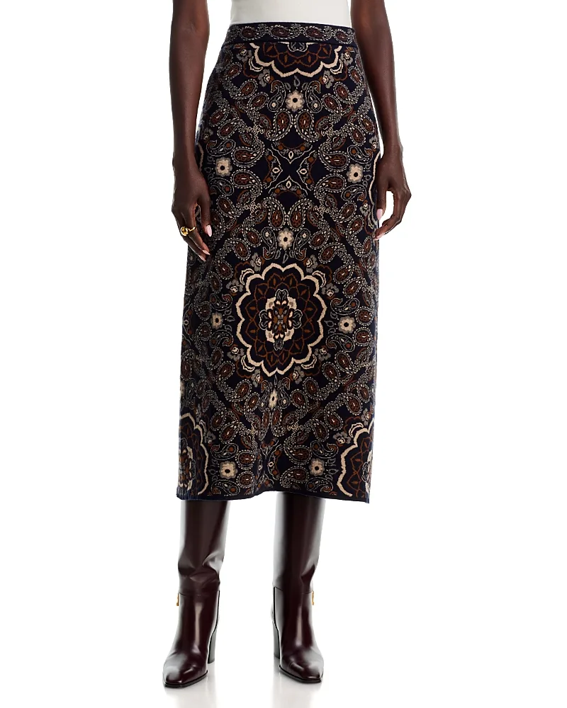 Clara Merino Wool & Cotton Pull on Midi Skirt by Cara Cara