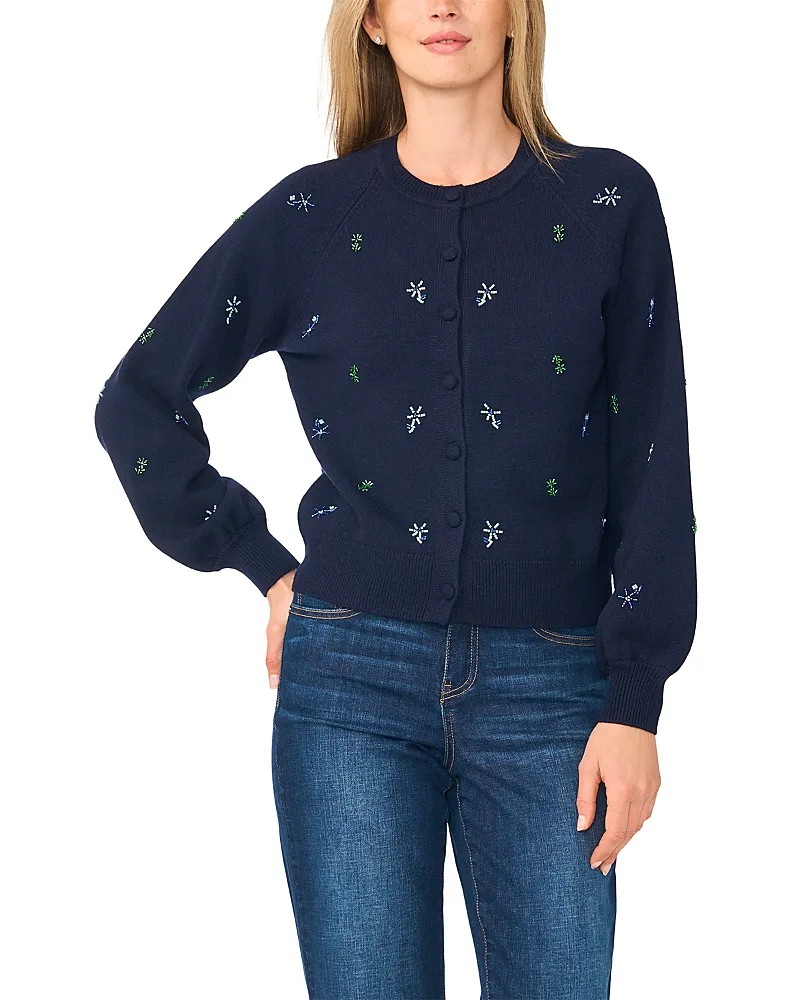 Embellished Crewneck Cardigan