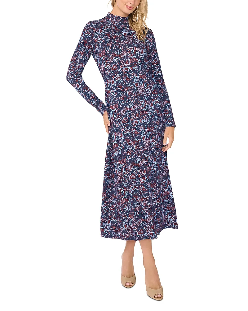 Printed Mock Neck Maxi Dress by Vince Camuto
