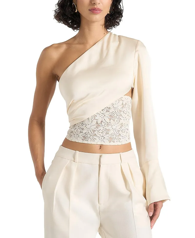 Coralie One Sleeve Lace Wrap Top by Maniere De Voir
