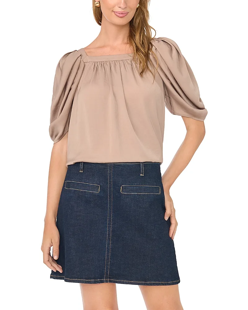 Square Neck Puff Sleeve Blouse by Vince Camuto