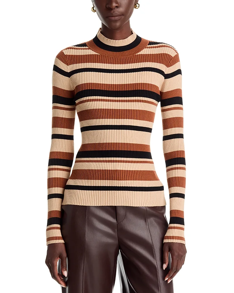 T Tahari Mock Neck Ribbed Sweater by Tahari