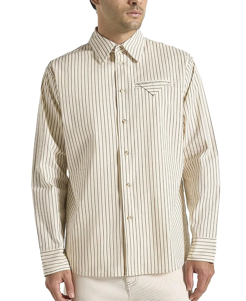 Ronnie Pinstripe Long Sleeve Shirt by Maniere De Voir