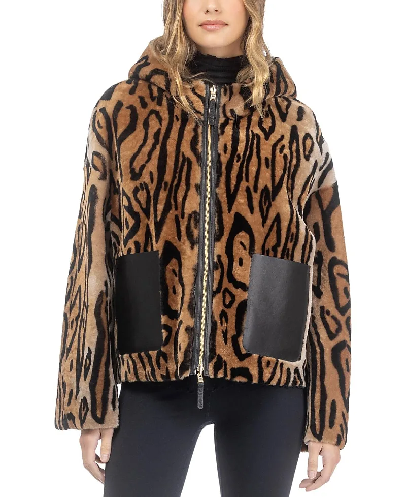 Reversible Select Shearling Lamb Hooded Jacket by Gorski