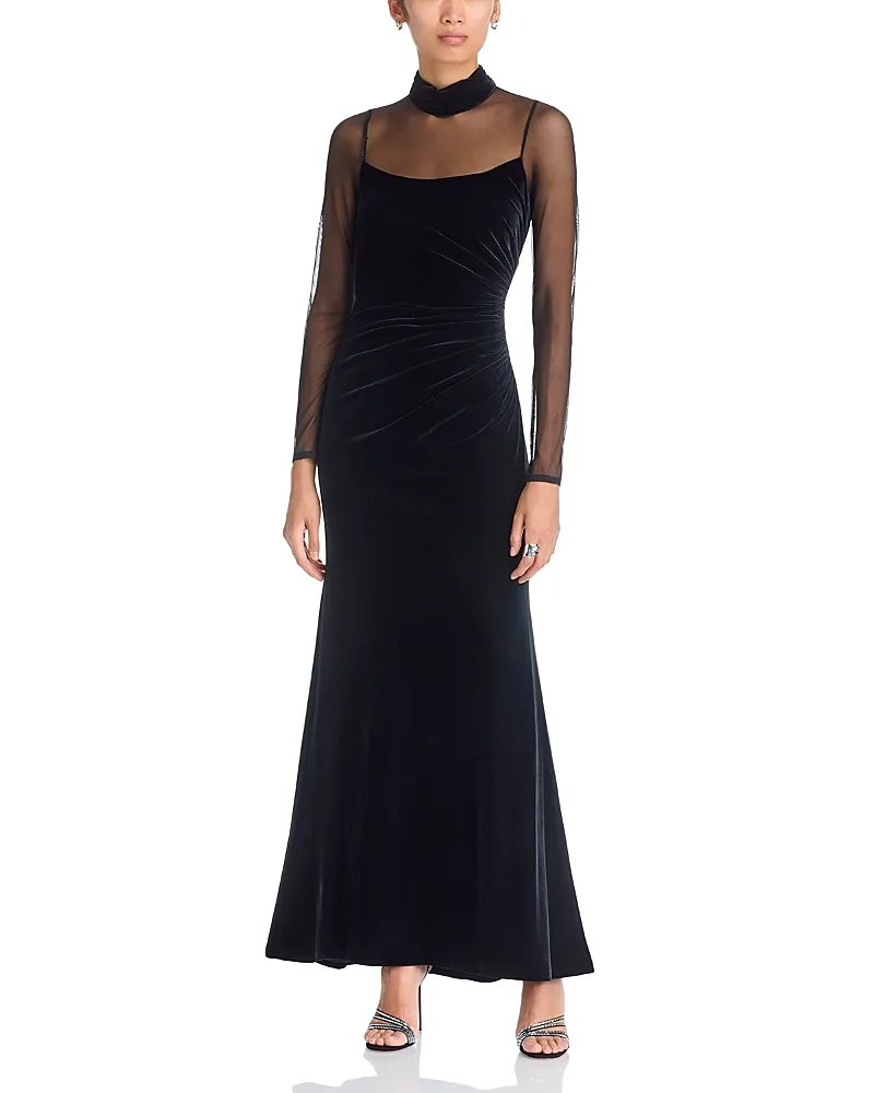Mock Neck Illusion Gown by Eliza J