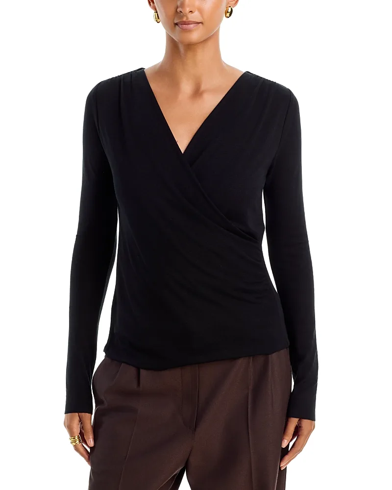 Crossover V Neck Long Sleeve Top