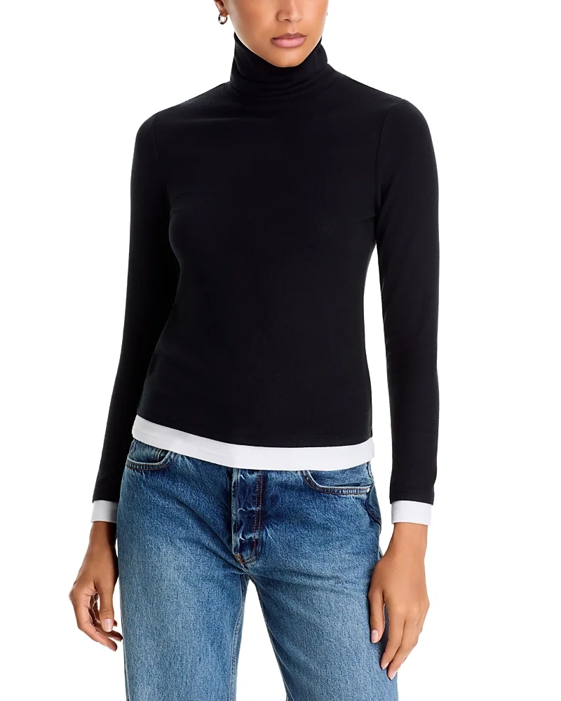 Contrast Trim Knit Turtleneck by AQUA