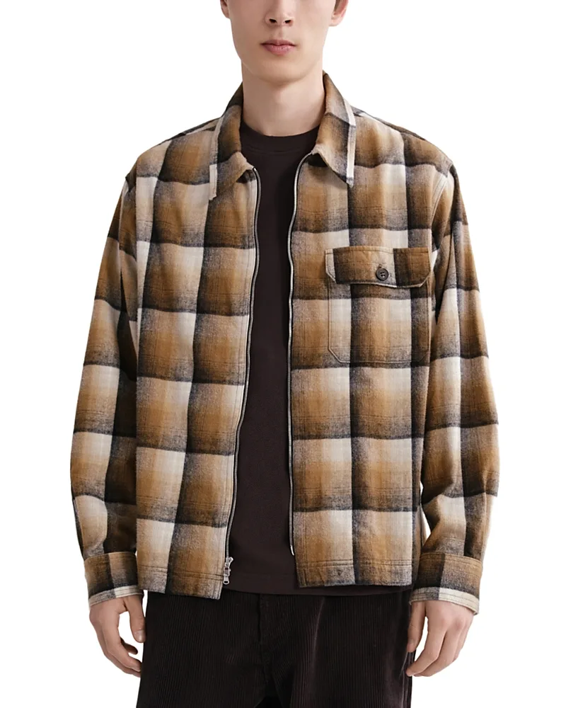 McCoy Cotton Two Way Zip Plaid Shirt by AGOLDE
