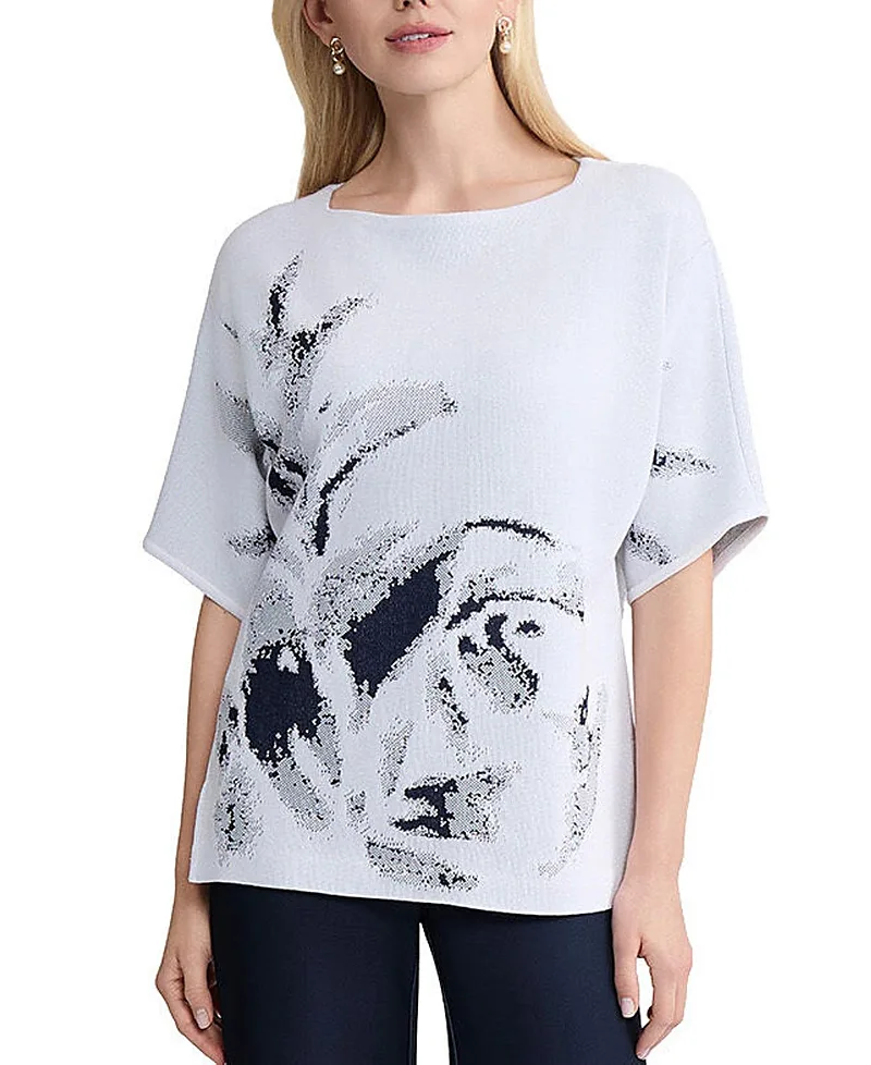 Abstract Print Soft Knit Tunic by Ming Wang