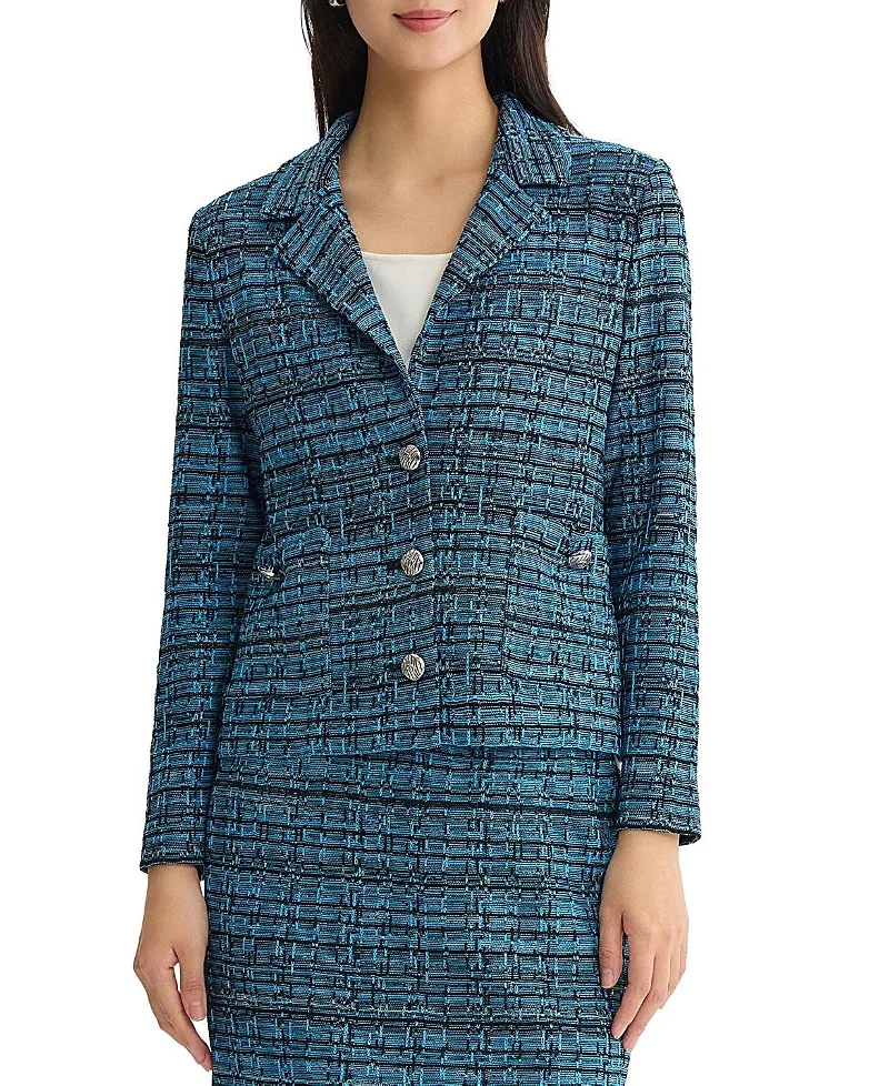 Lapel Collar Tweed Knit Jacket by Ming Wang