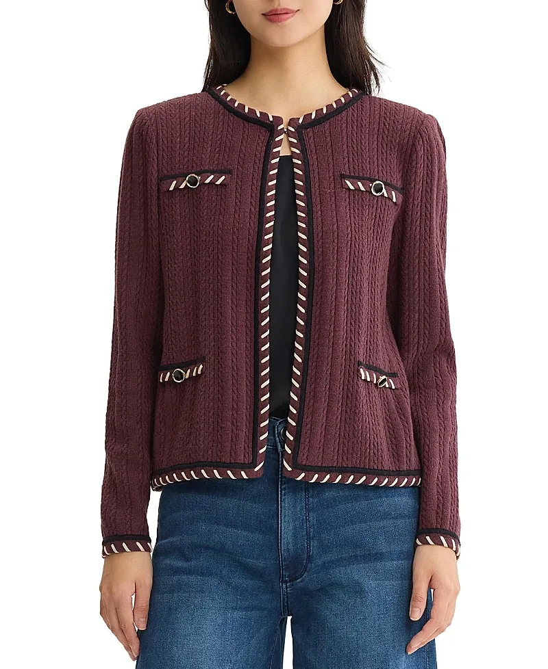Heritage Whipstitch Cable Knit Jacket by Misook