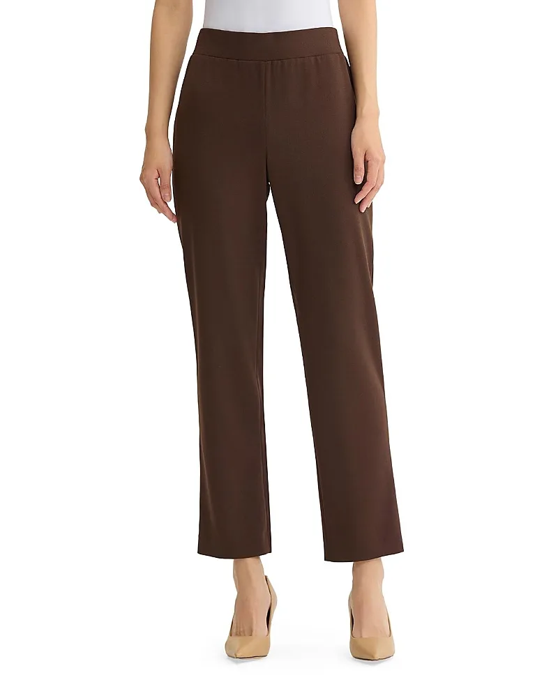 Stretch Deco Crepe Straight Leg Pants