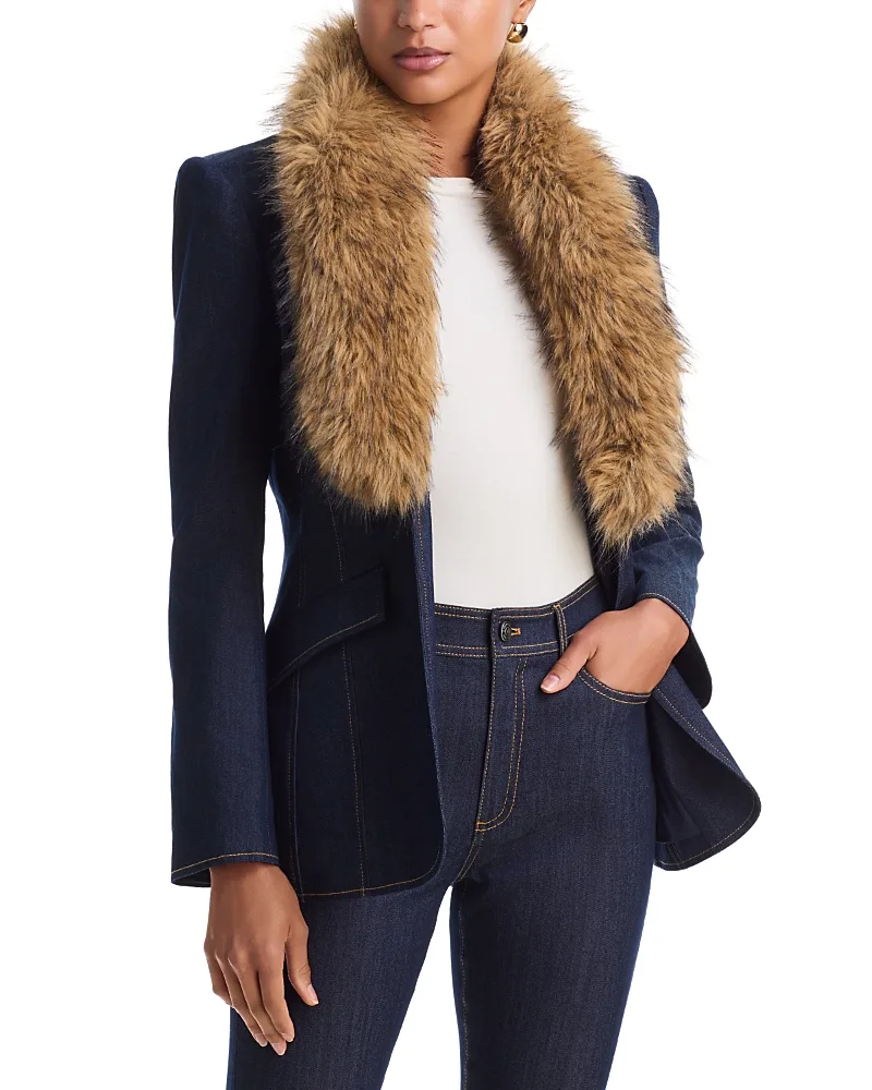 Monica Faux Fur Collar Blazer by Cinq a Sept