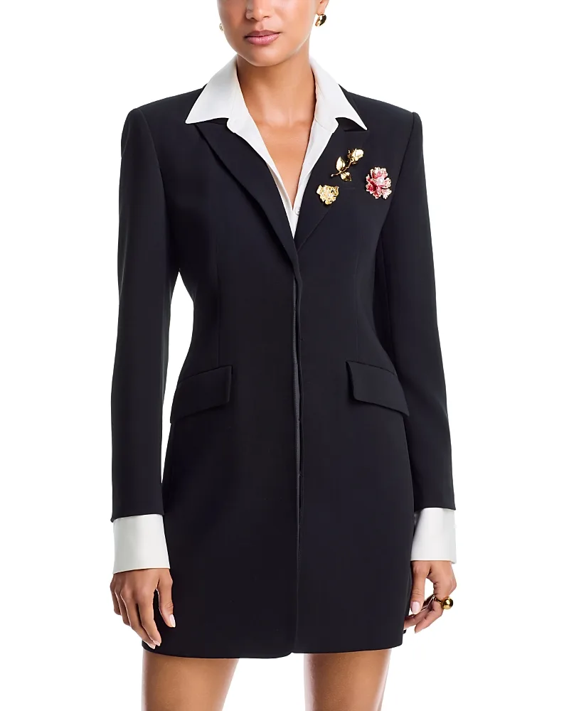 Indra Brooch Embellished Blazer Dress by Cinq a Sept