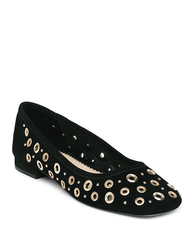 Ivy Mixed Hardware Suede Ballet Flats by Cinq a Sept