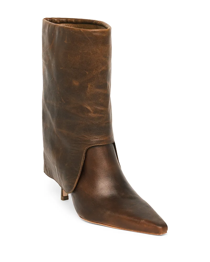 Anita Fold Over Distressed Leather Boots by Cinq a Sept