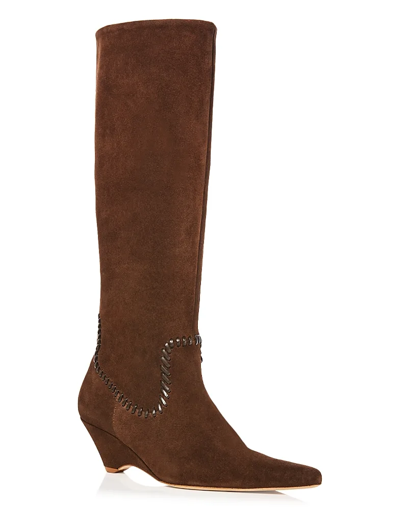 Marta Stitched Suede Knee High Boots by Cinq a Sept
