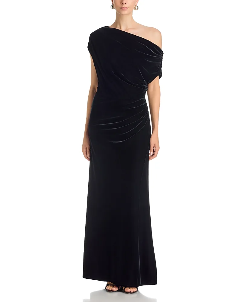 Velvet Off the Shoulder Maxi Dress by AQUA