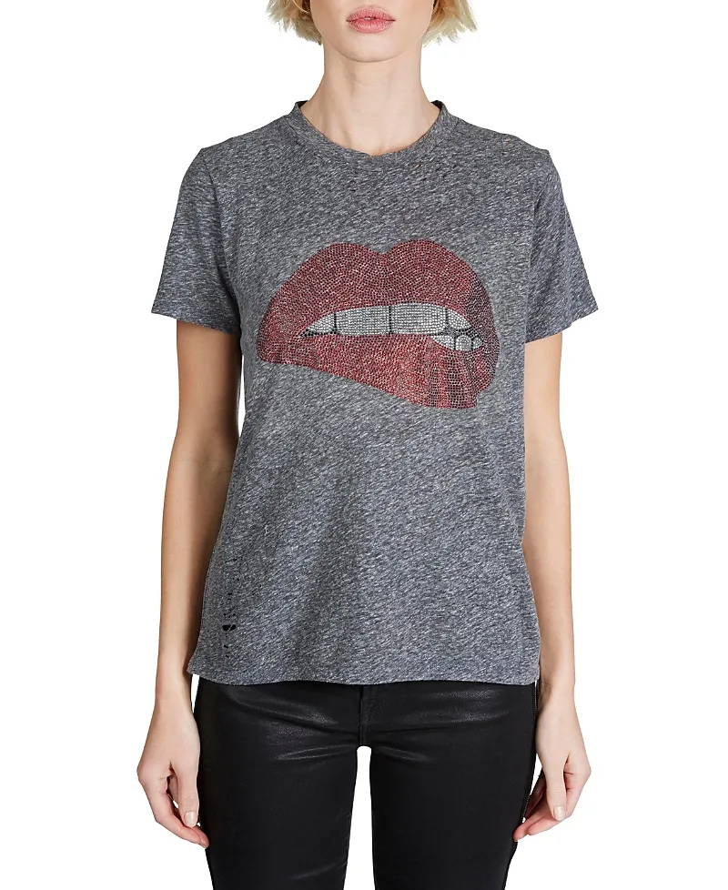 Capri Crystal Bitting Lip Tee by Lauren Moshi