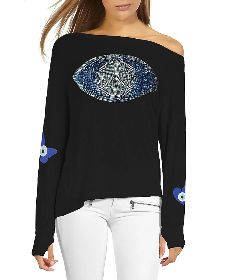 Krista Peace Evil Eye Long Sleeve Top by Lauren Moshi
