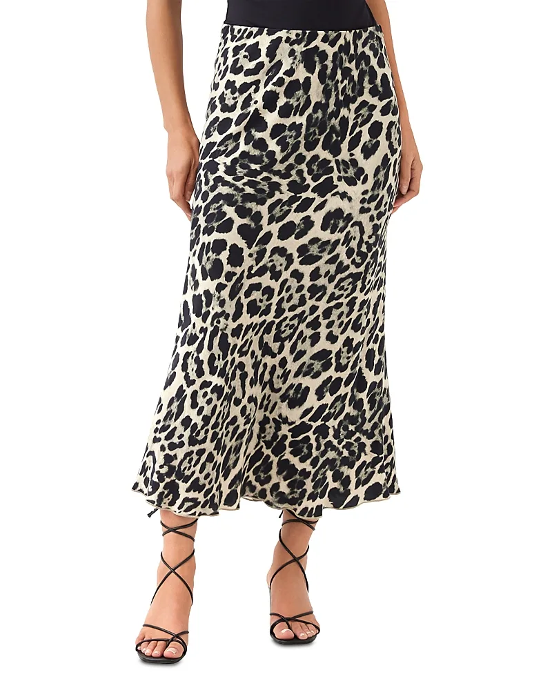 Printed Pull on Bias Cut Midi Skirt by Karen Kane
