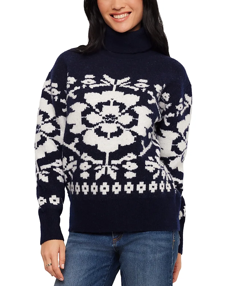 Jacquard Turtleneck Sweater by Karen Kane