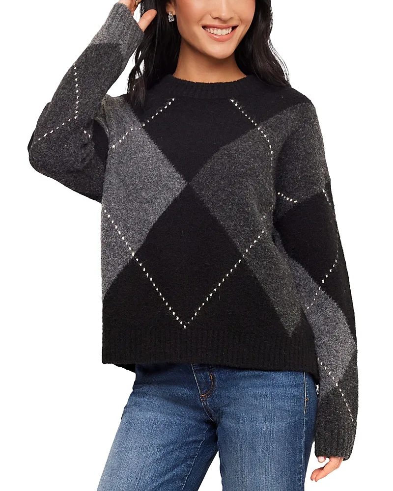 Argyle Crewneck Sweater by Karen Kane