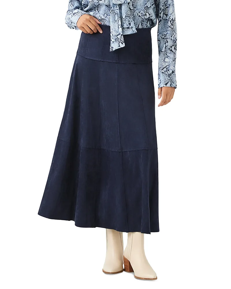 Tiered Faux Suede Midi Dress by Karen Kane