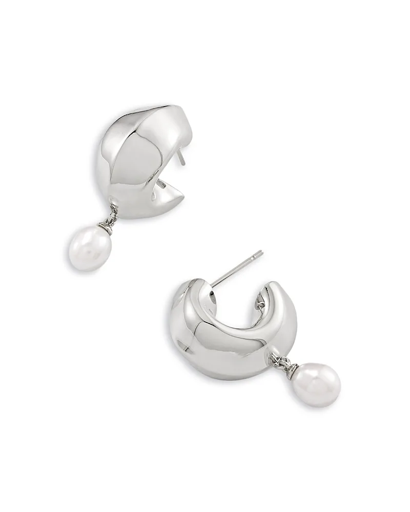 Oakland Cultured Freshwater Pearl Charm Huggie Hoop Earrings