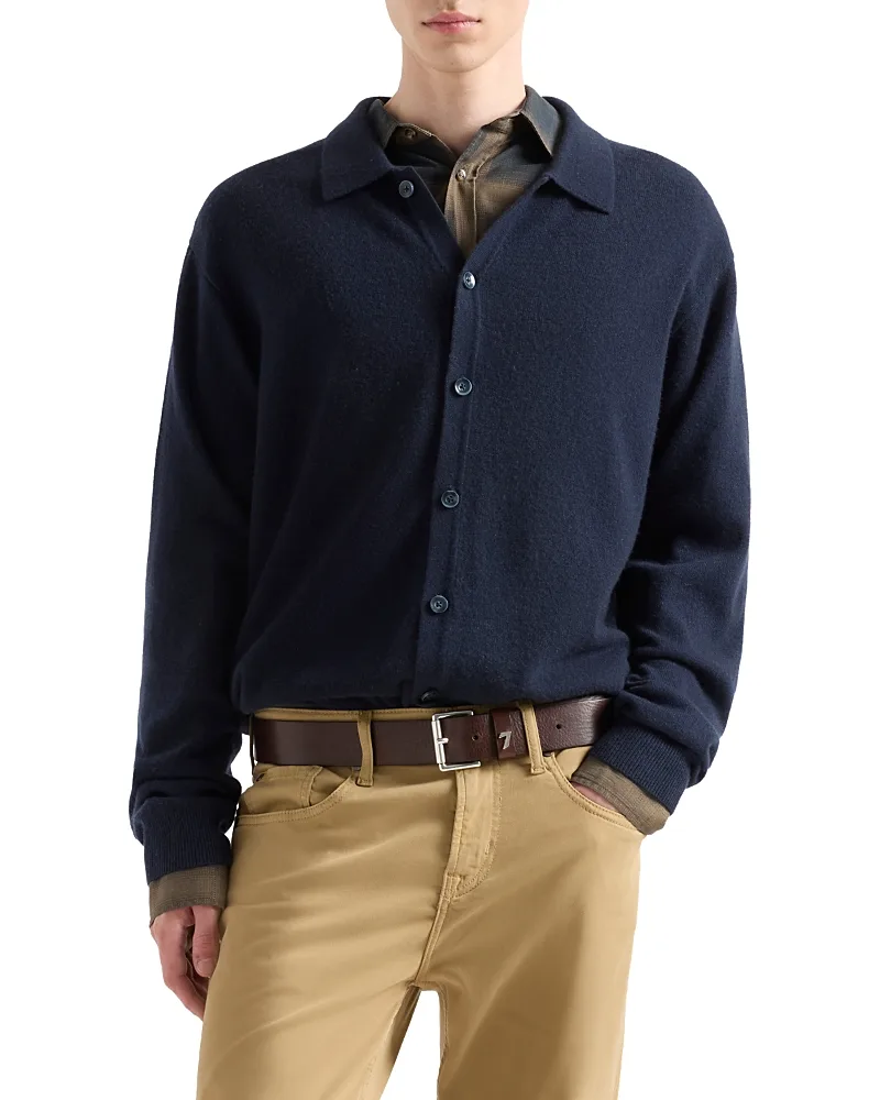 Button Long Sleeve Cashmere Polo by 7 for All Mankind