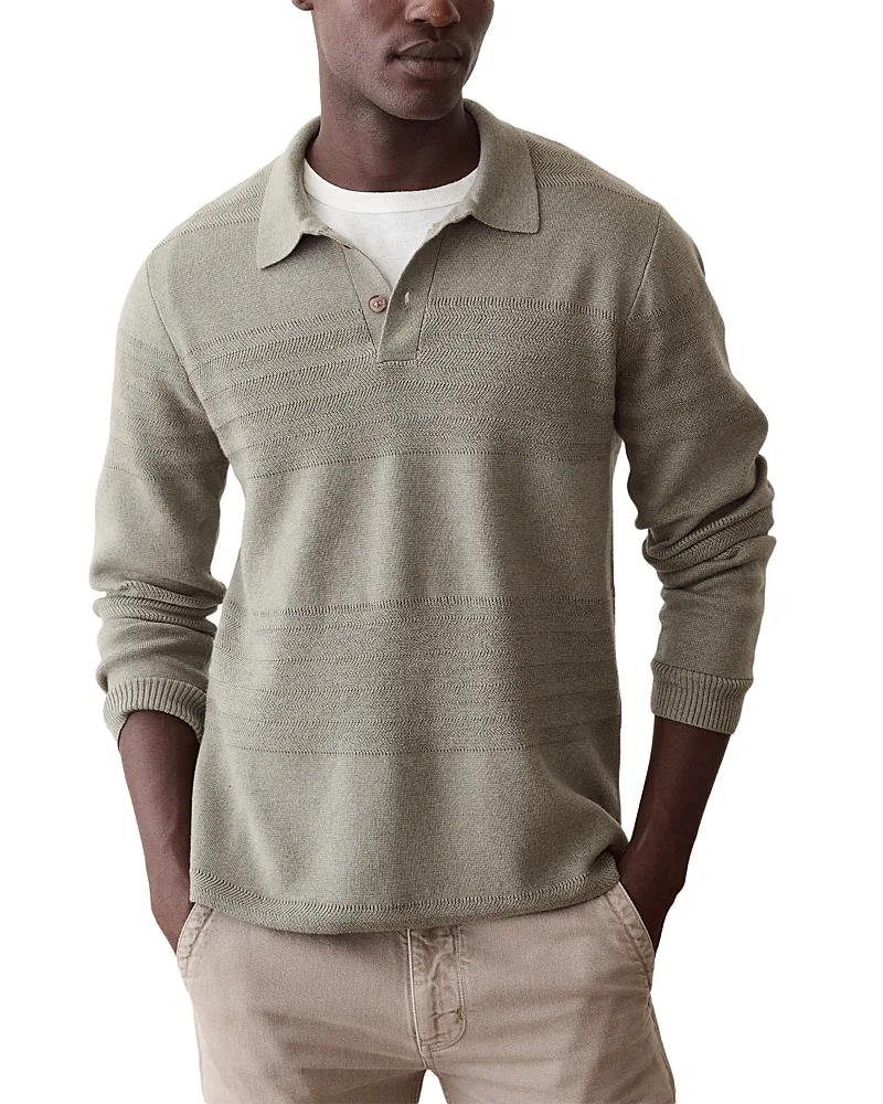 Rugby Cotton Blend Polo Sweater by Marine Layer