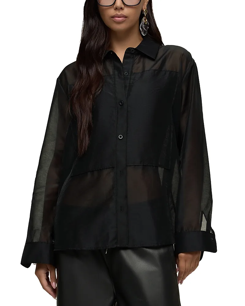 Sheer Oversized Button Up Top by Hudson
