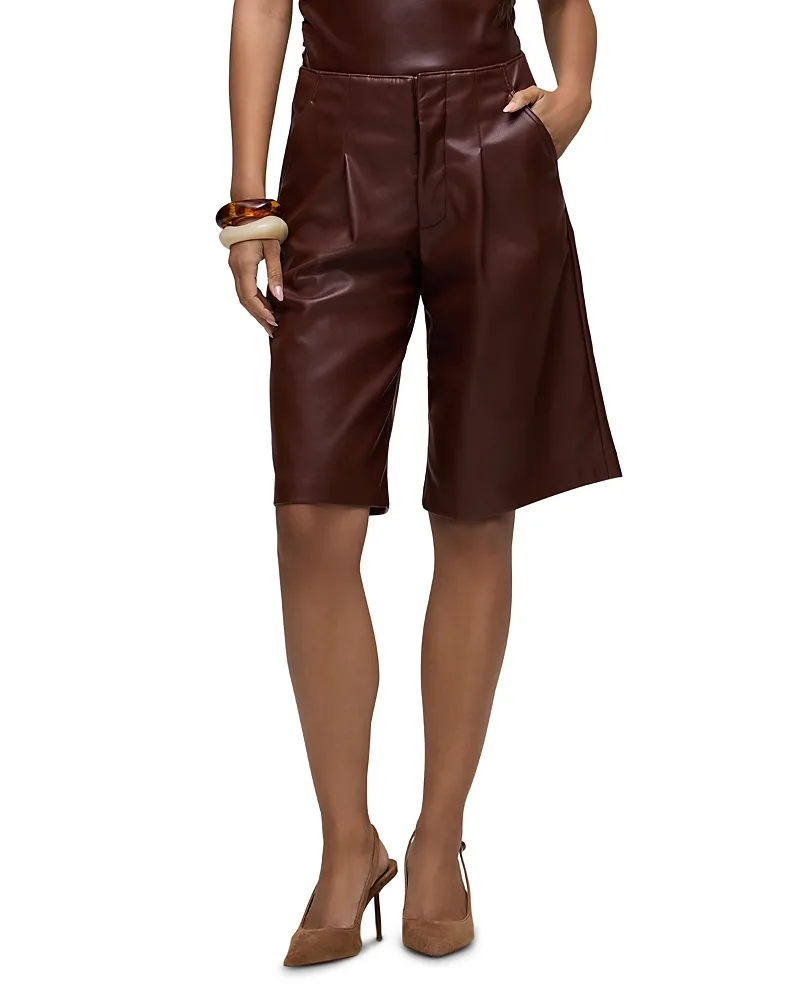 Faux Leather Pleated Trouser Shorts by Hudson