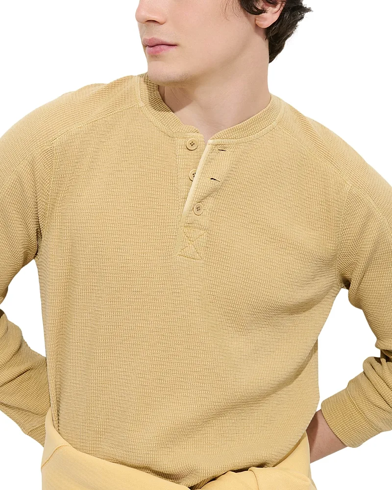 Austin Loose Fit Thermal Cotton Henley Shirt by Alex Mill