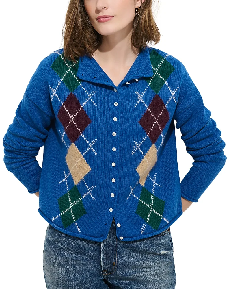 Taylor Argyle Cardigan Sweater by Alex Mill
